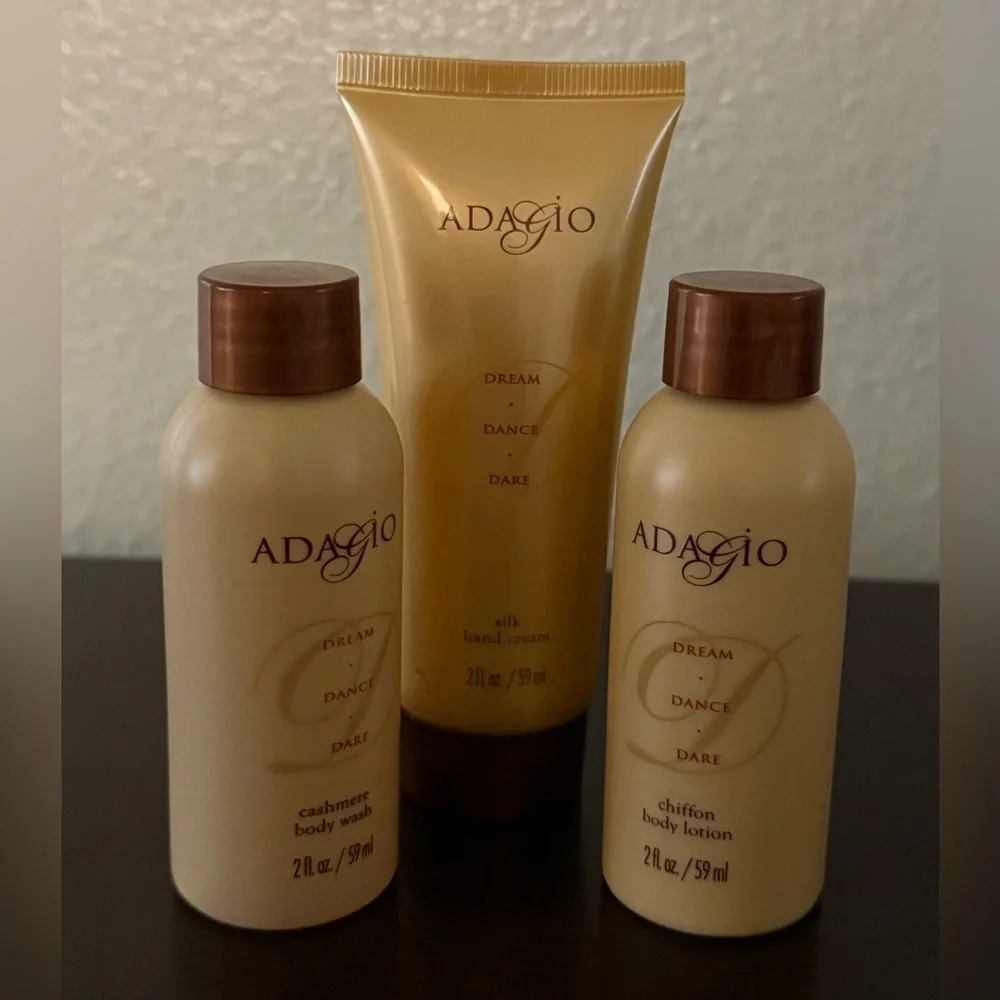 Adagio Dream Dance Dare Bath & Body Travel Set Body Wash Lotion Cream